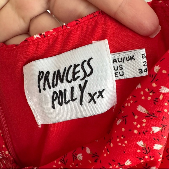 Princess Polly Baily Floral Red Mini Dress Size 2 - Picture 7 of 8